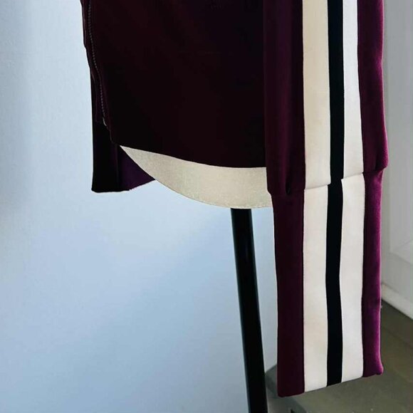 Norma Kamali Plum Stretch Iconic Track Jacket w/ Contrast Racing Stripes – US S - Picture 3 of 11